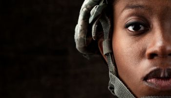 Female African American Soldier Series: Against Dark Brown Background