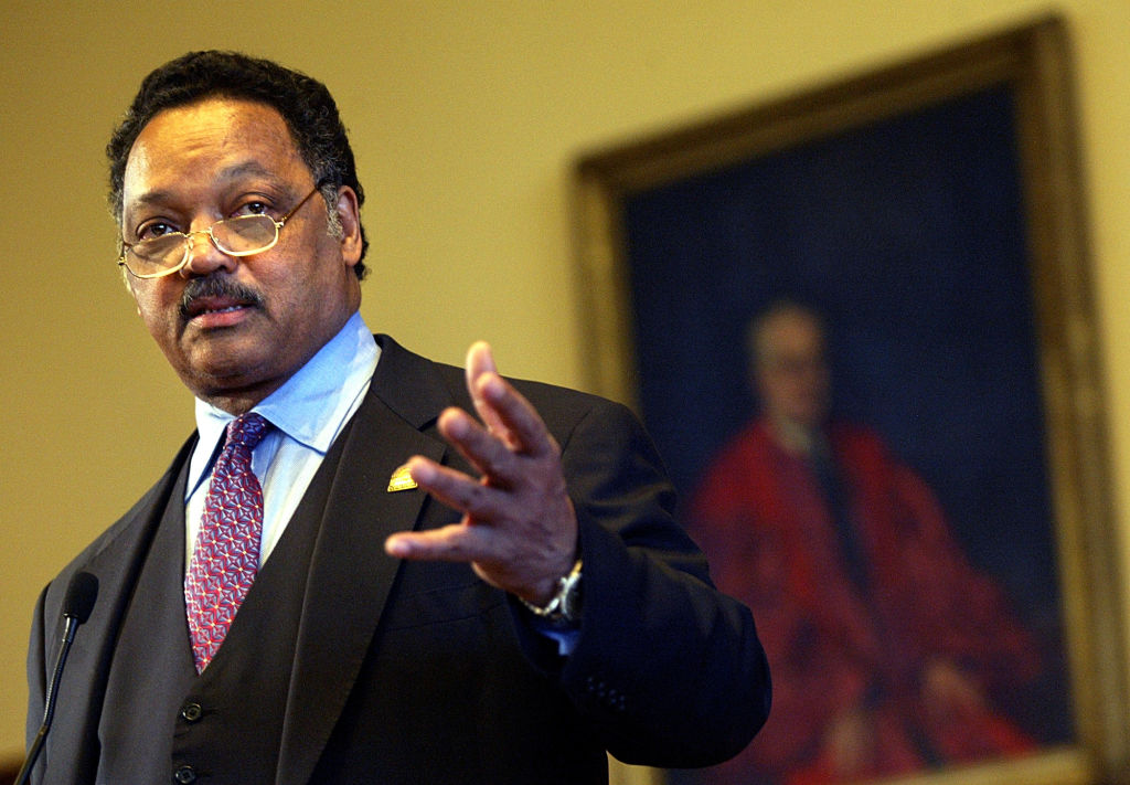 (2/16/04 Cambridge, MA) Reverend Jesse Jackson addresses Harvard Law School's Saturday School. He reflects on the 1984 election. (Staff Photo By Matt Stone. Saved in Tuesday )