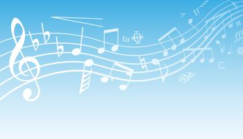 The background illustration of musical symbols